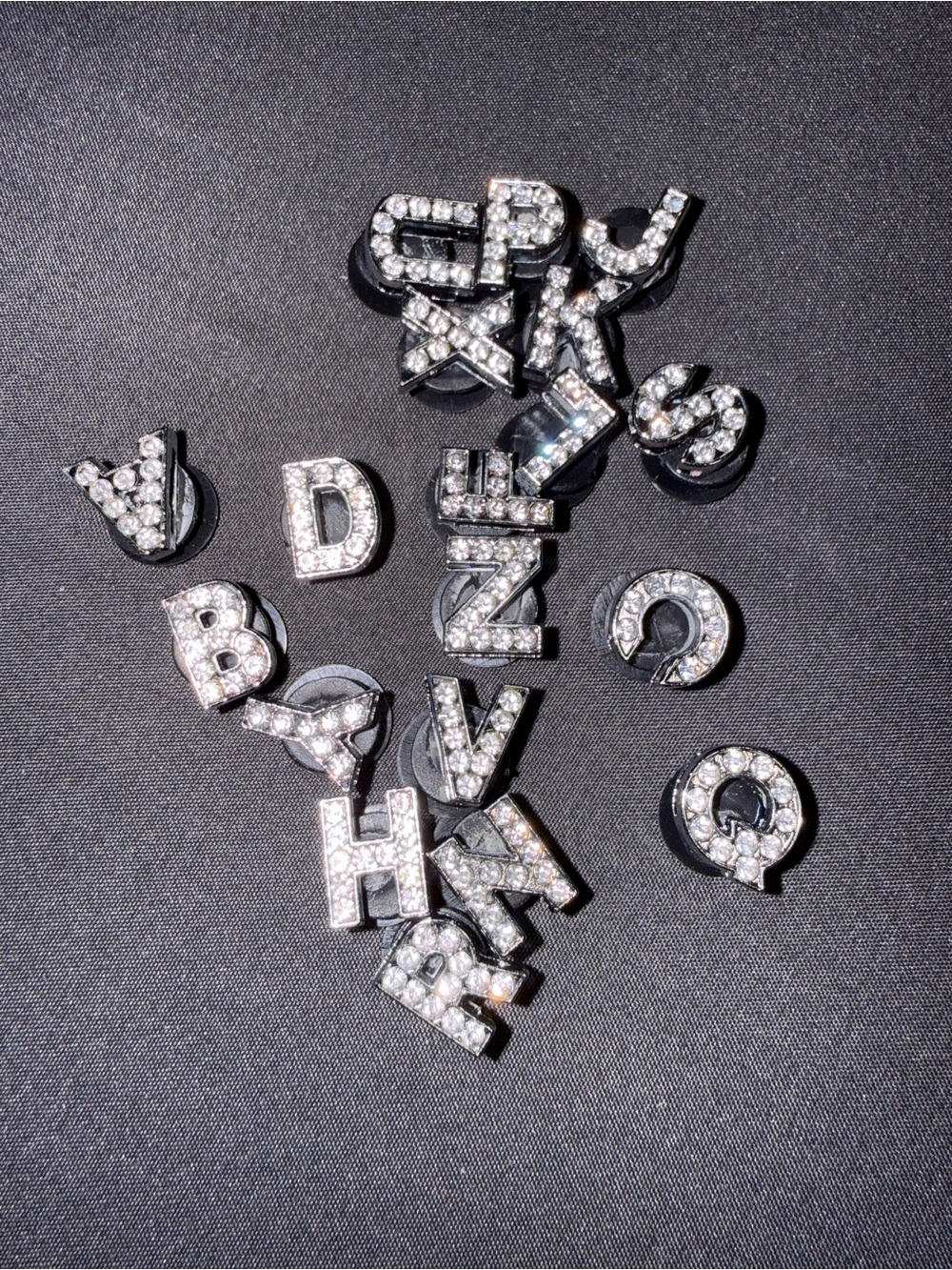 Crystal Alphabet Cuff Links - Silver Letter Charms